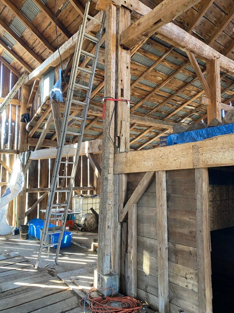 Custom pressure-treated deck construction on a rural Ontario home