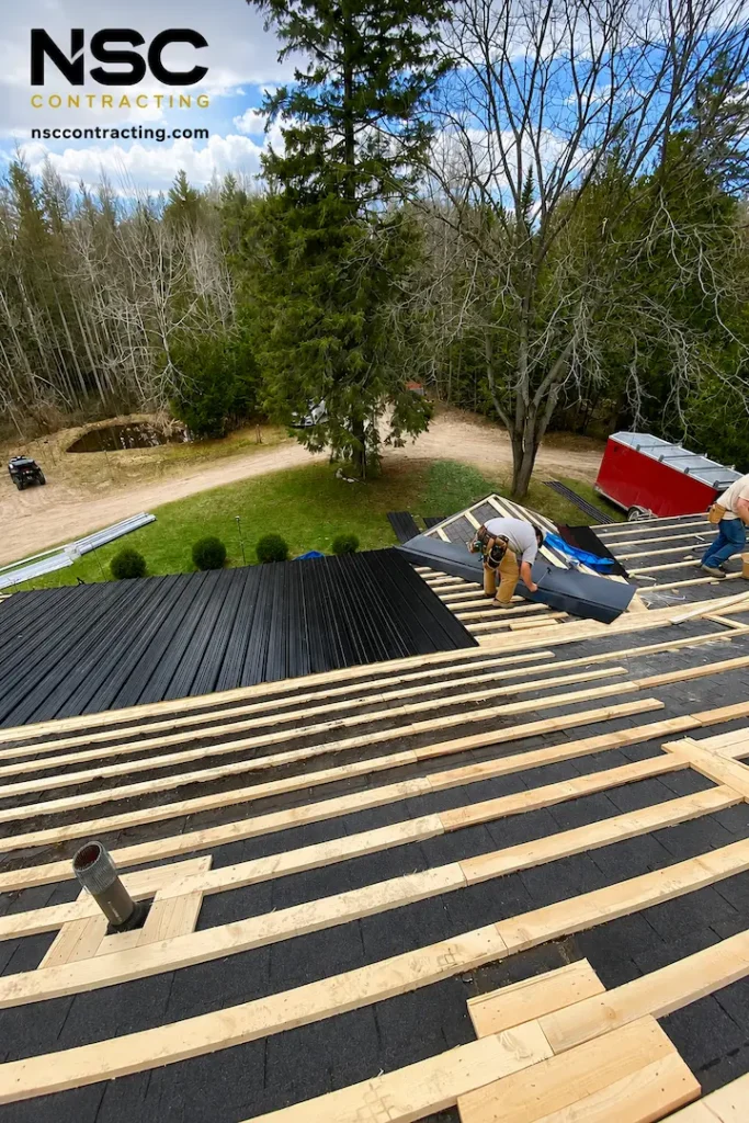 Completed black steel roof on Pontypool home ready for solar panel reinstallation by N.S. Custom Contracting