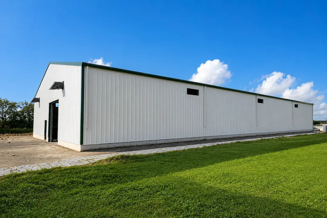 40x60 steel post-frame building under construction, Ontario